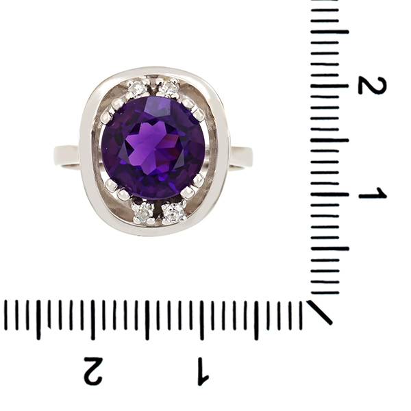 Ring, 14K, Weißgold, Amethyst, Brillanten