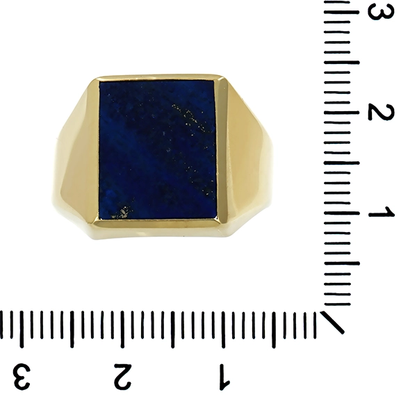 Herrenring, 14K, Gelbgold, Lapis