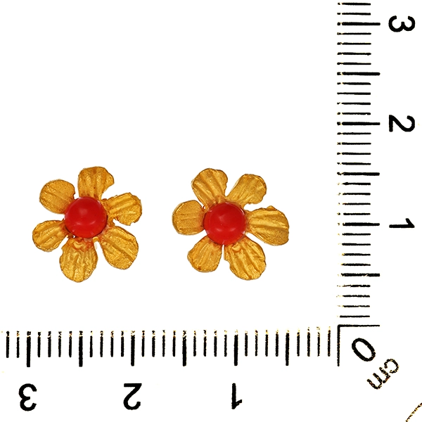 Ohrstecker, 18K, Gelbgold, Schmucksteine, Blumen