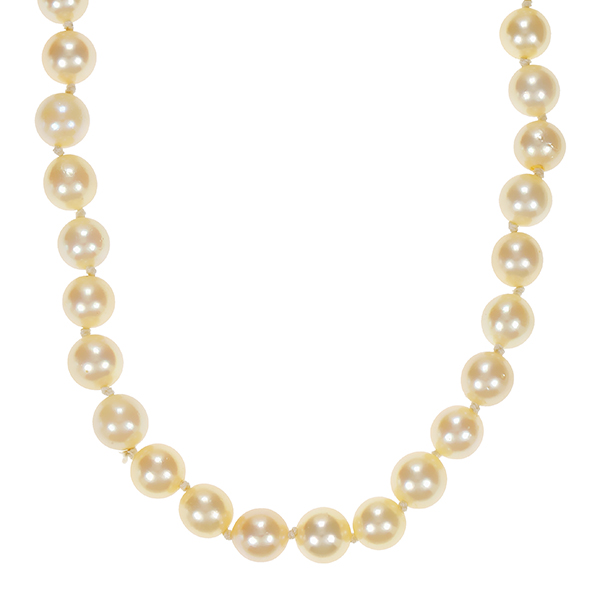 Perlenkette, 14K, Weißgold, Perlen