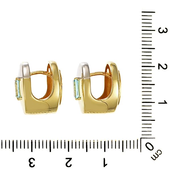 Creolen, 14K, Gelb-/Weißgold, Topas, Diamant