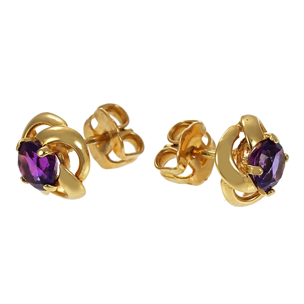 Ohrstecker, 14K, Gelbgold, Amethyst