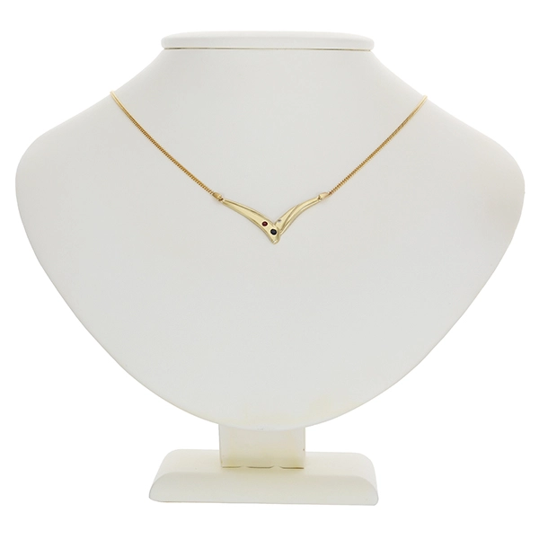 Collier, 8K, Gelbgold, Rubin, Saphir, Zirkonia