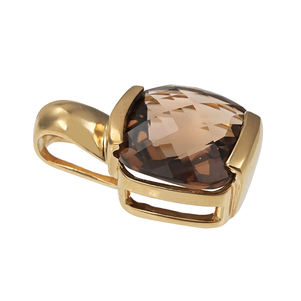 Anhänger, 9K, Gelbgold, Rauchquarz