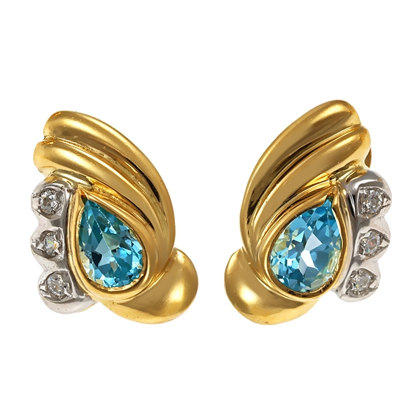 Clipstecker, 18K, Gelb-/Weißgold, Topas, Zirkonia