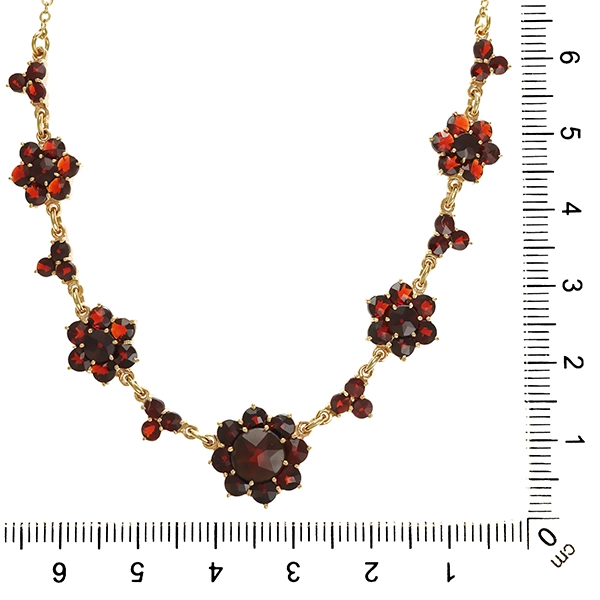 Collier, 8K, Gelbgold, Granat