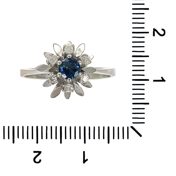 Ring, 14K, Weißgold, Saphir, Brillanten