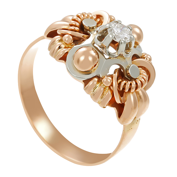 Diamantring, 18K, Gelb-/Weißgold, Brillant 0,20 ct