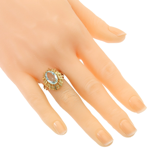 Ring, 14K, Gelbgold, Aquamarin