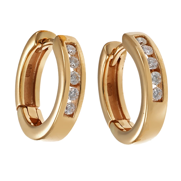 Creolen, 14K, Gelbgold, Brillanten