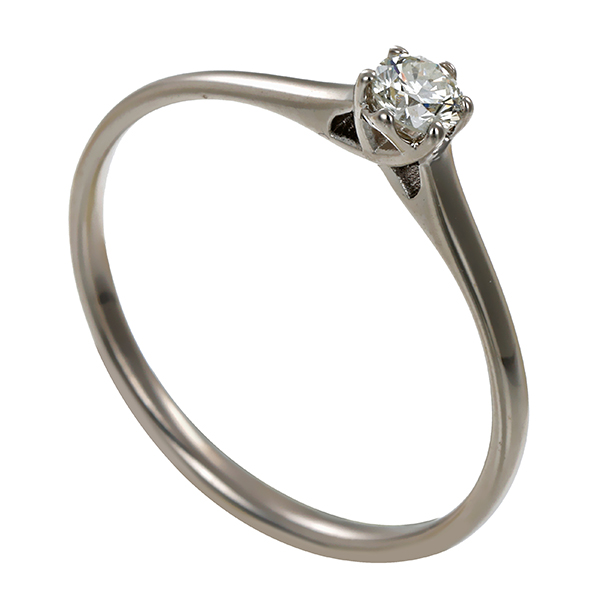 Diamantring, 14K, Weißgold, Brillant 0,10 ct