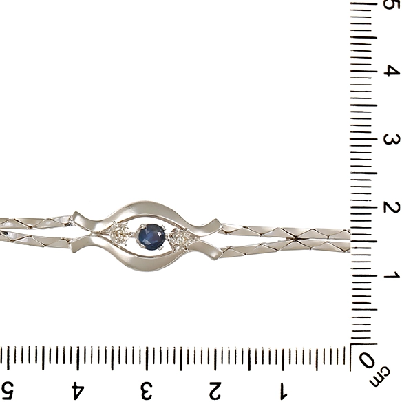 Armband, 14K, Weißgold, Diamanten, Saphir