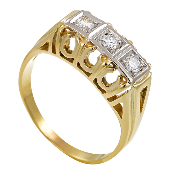Diamantring, 14K, Gelb-/Weißgold, Brillanten 0,21 ct
