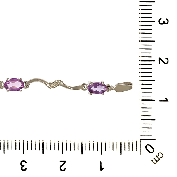 Armband, 14K, Weißgold, Amethyst, Brillanten