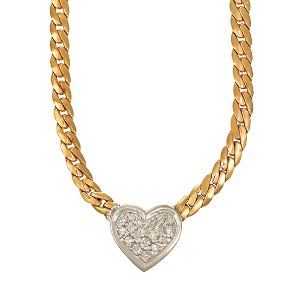 Collier, 8K, Gelb-/Weißgold, Diamanten