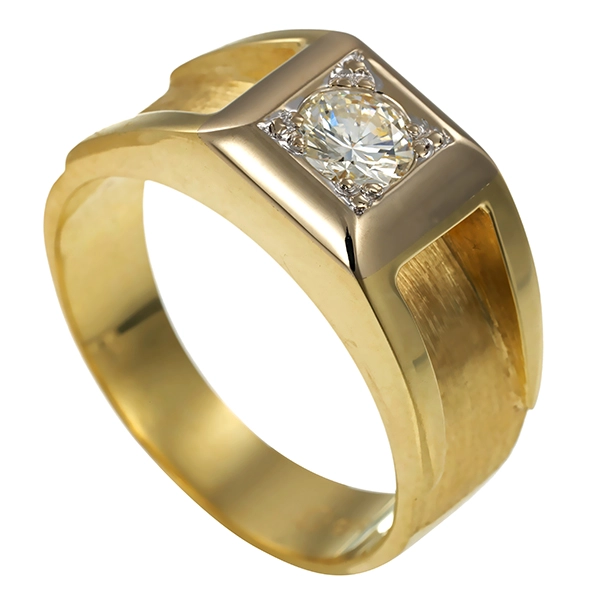 Herrenring, 14K, Gelb-/Weißgold, 0,60ct