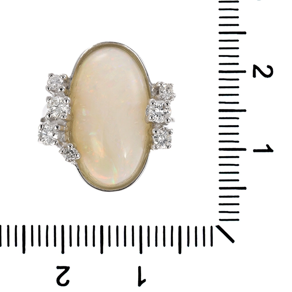 Ring, 14K, Weißgold, Opal, Brillanten
