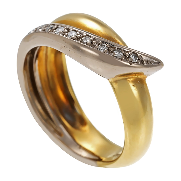Ring, 14K, Gelb-/Weißgold, Brillanten, Diamant