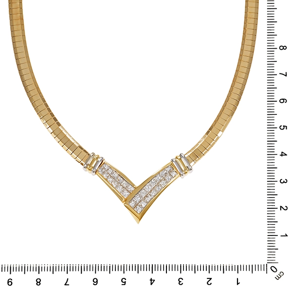 Collier, 14K, Gelbgold, Diamant