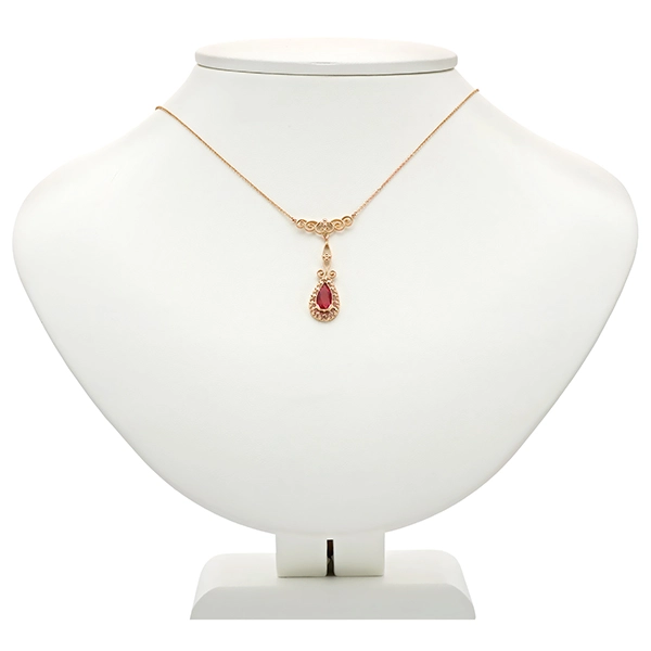 Collier, 8K, Gelbgold, Schmuckstein