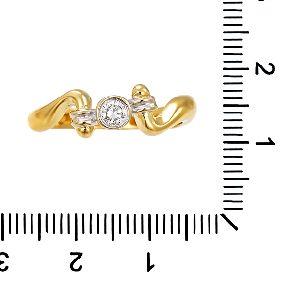 Diamantring, 18K, Gelb-/Weißgold, Brillant 0,10 ct