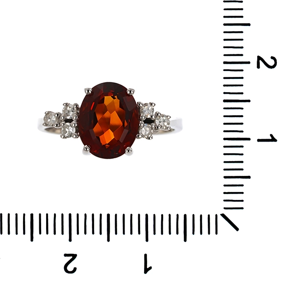 Ring, 14K, Weißgold, Citrin, Diamant