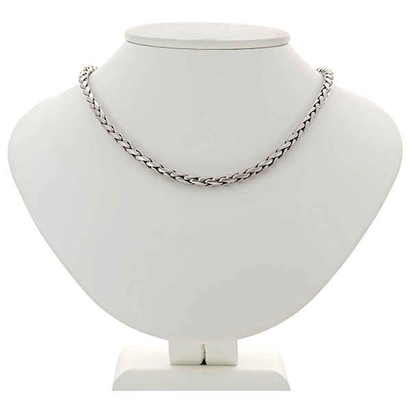 Collier, 14K, Weißgold, Zopf-