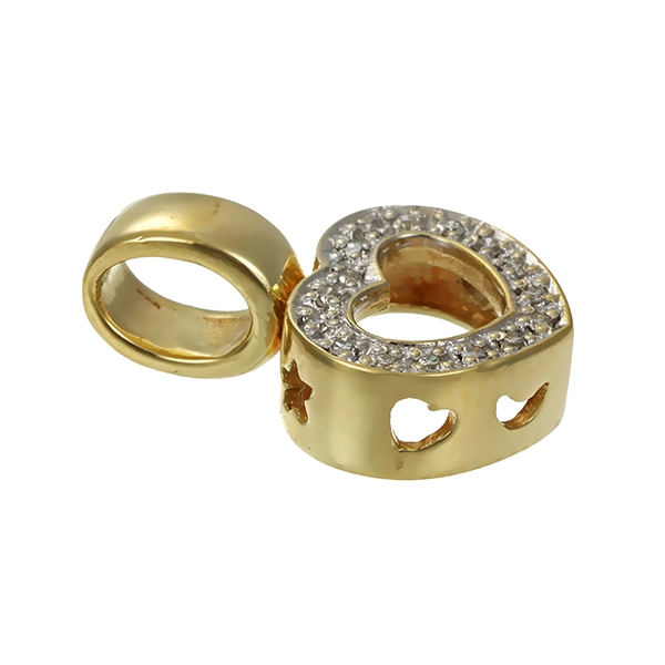 Anhänger, 14K, Gelb-/Weißgold, Diamanten, Herz