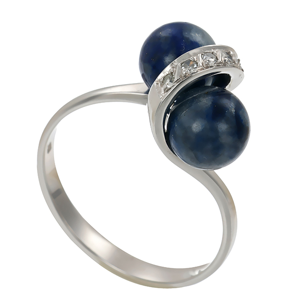 Ring, 14K, Weißgold, Lapis, Brillanten
