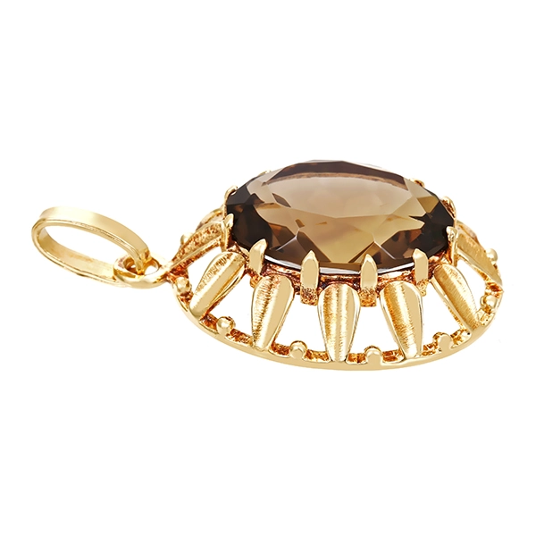 Anhänger, 14K, Gelbgold, Rauchquarz