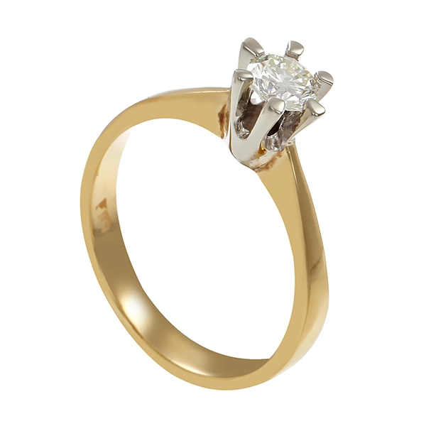 Brillantring, 14K, Gelb-/Weißgold, ca. 0,30ct