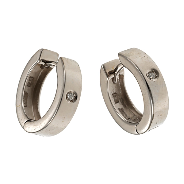 Creolen, 14K, Weißgold, Brillant