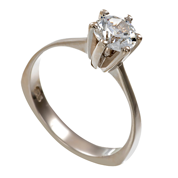 Ring, 14K, Weißgold, Zirkonia 