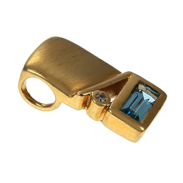 Anhänger, 14K, Gelbgold, Aquamarin, Brillant