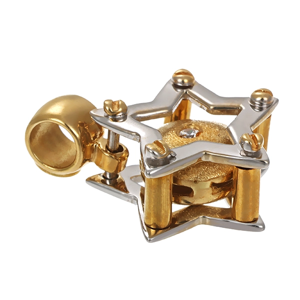 Anhänger, 18K, Gelb-/Weißgold, Zirkonia