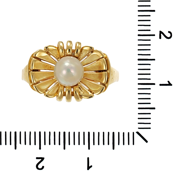 Ring, 14K, Gelbgold, Perle