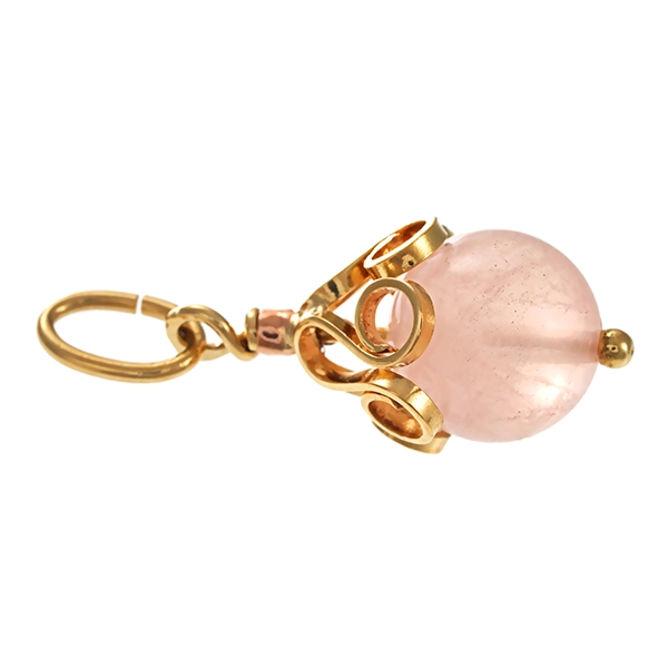 Anhänger, 14K, Gelbgold, Rosenquarz