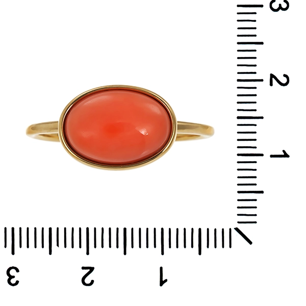 Ring, 14K, Gelbgold, Engelshautkoralle