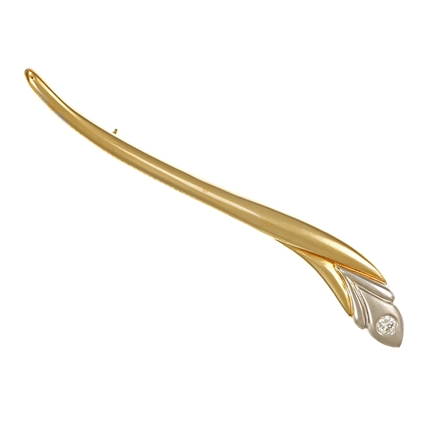 Brosche, 14K, Gelb-/Weißgold, Brillant 0,11 ct