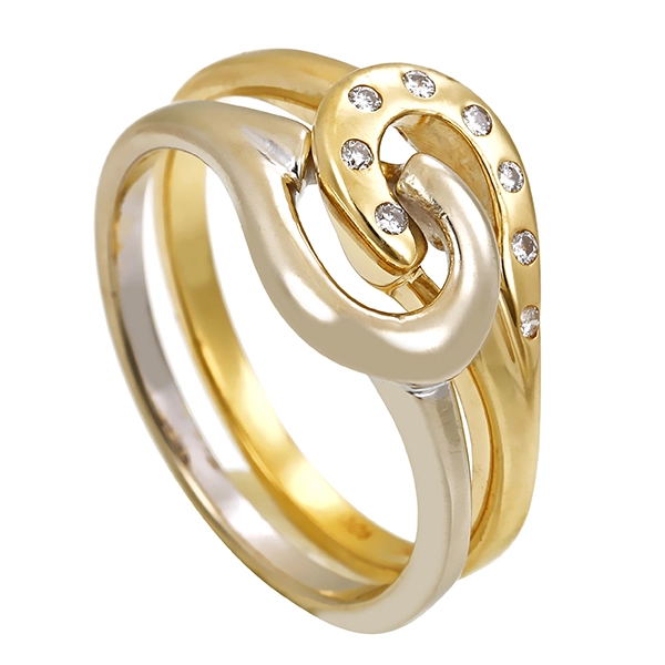 Diamantring, 14K, Gelb-/Weißgold, Brillanten