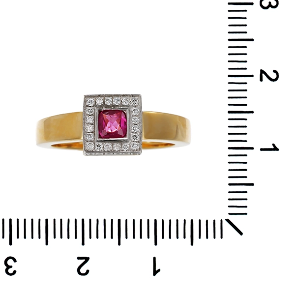 Ring, 14K, Gelb-/Weißgold, Rubin, Brillant