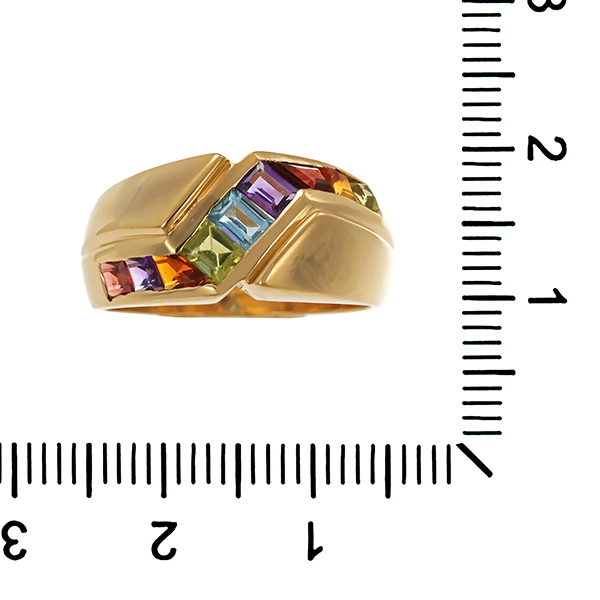 Ring, 18K, Gelbgold, diverse Edelsteine