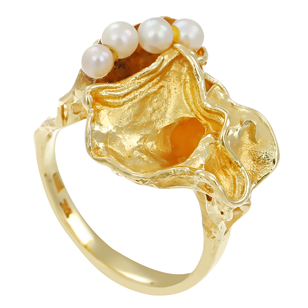 Ring, 14K, Gelbgold, Perlen