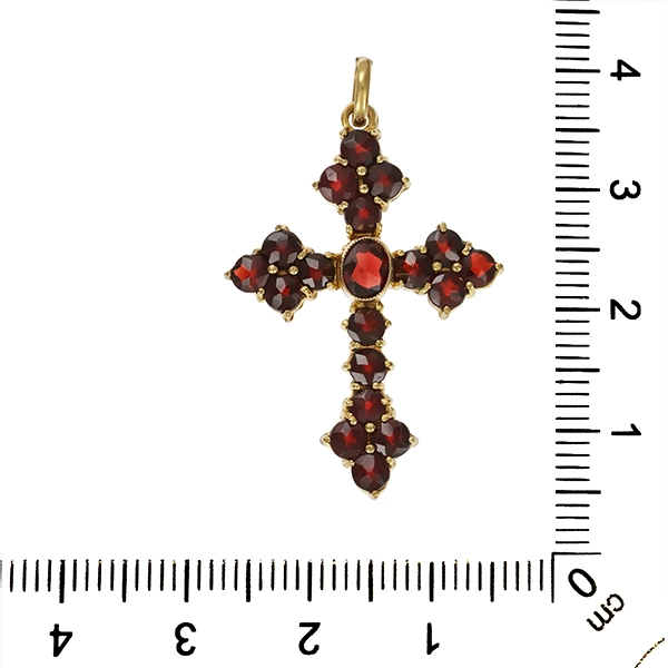 Anhänger, 8K, Gelbgold, Granat