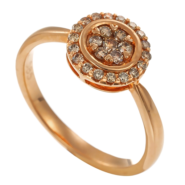 Diamantring, 14K, Rotgold, Brillant