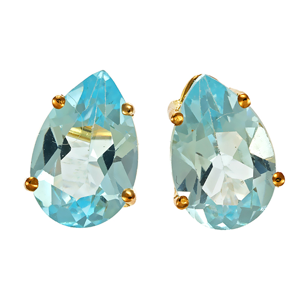 Ohrringe, 8K, Gelbgold, Topas blau