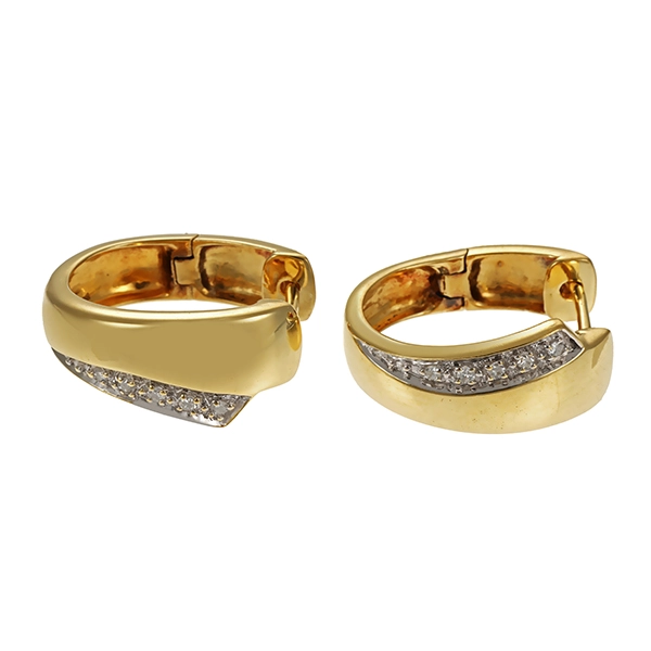 Creolen, 14K, Gelb-/Weißgold, Diamanten