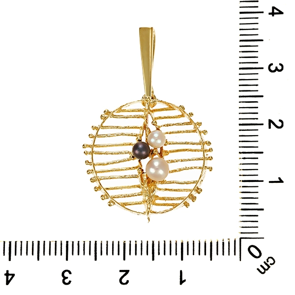 Anhänger, 8K, Gelbgold, Perlen