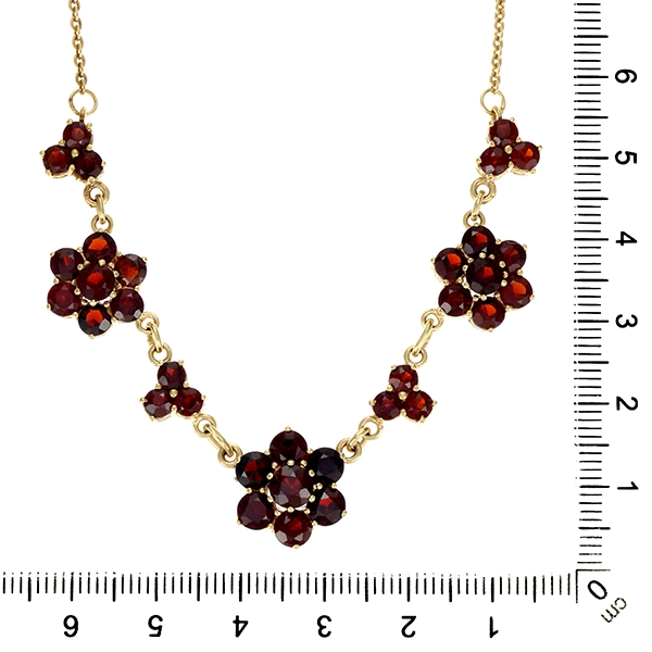 Collier, 8K, Gelbgold, Granat