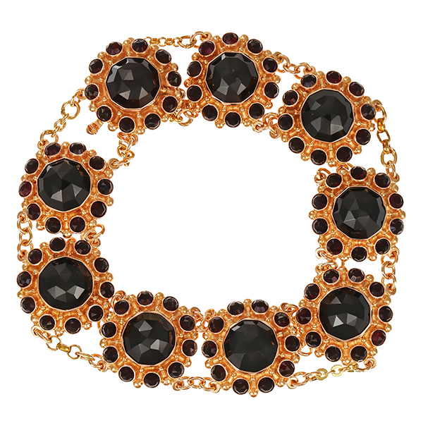 Armband, 14K, Gelb-/Rotgold, Granat